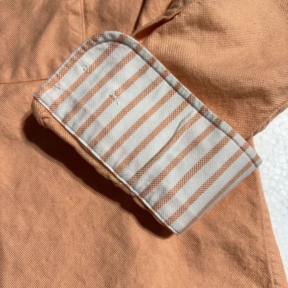 J McLaughlin Men's Peach Flip Cuff Button Down Shirt Size M 2Ply Cotton - Picture 4 of 8
